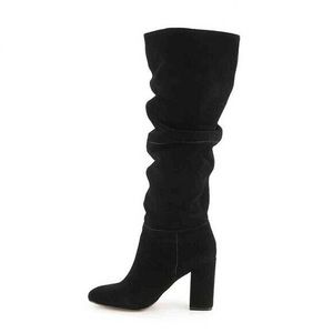 Faola Black Suede Knee High Boots